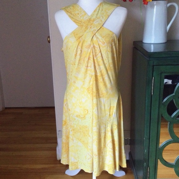 Michael Michael Kors Sleeveless Mini Dress XL – Yellow Floral Paisley, NWT - Picture 3 of 15